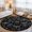 Jet Black, Onyx, Titanium White, Graphite, variant on Round Rugs 6Ft, Blue Butterfly Botanical Round Area Rug Washable Indoor Throw Carpet, Summer Plants Line Art Soft Non Slip Circle Rug for Office Cabinet Home Decor Aesthetic