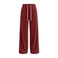 thumbnail image 5 of Women's Corduroy Pants Casual Solid Color Fashion High Waisted Wide Leg Trousers Drawstring Elastic Waist with Pockets, 5 of 9