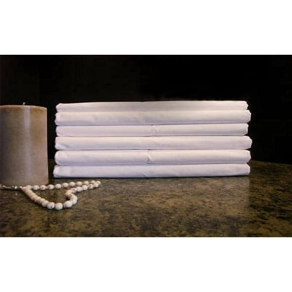 Hotel King Size Flat Sheet 108x115 - 200 Thread Count with Golden Hem- 60:40 Percale - White - Case of 6
