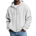 thumbnail image 2 of Waffle Knit Hoodies For Men Full Zip Hooded Cardigan With Pocket Lightweight Loose Fit Athletic Jackets, 2 of 9