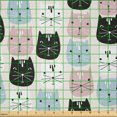 thumbnail image 2 of Ambesonne Cat Fabric by the Yard Microfiber, Doodle Style Kittens Pattern, 2 Yards, Multicolor and Charcoal Grey, 2 of 2