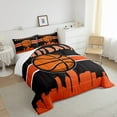 thumbnail image 4 of YST Boys Sport Comforter Sets Queen Basketball Bedding Set for Kids Teens Adults, Black Orange Bedding Comforter Sets Gamer Game Duvet 3pcs, 4 of 6