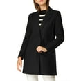 thumbnail image 2 of INSPIRE CHIC Women's Classic Notched Lapel Long Sleeves Long Overcoat S Black, 2 of 8