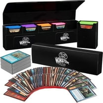 Monster Protectors Magnetic Five Deck Box - Black, Holds 375 Gaming TCGs, Self-Locking Closure, Compatible w Standard & Smaller Size Gaming Trading Cards, Removable Construction