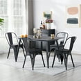 thumbnail image 2 of Alden Design Industrial Metal Studded Dining Chair with Cushion, Set of 4, Black, 2 of 9
