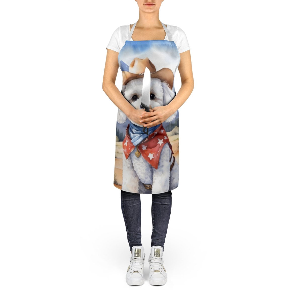 Bichon Frise Cowboy Welcome Apron 27 in x 30 in