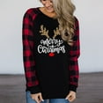 thumbnail image 2 of Fiaer Christmas Wome Plaid Long Sleeve T Shirts Cute Graphic Crew Neck Loose Fit Trendy Plus Size Casual Xmas Tops Black XL, 2 of 6