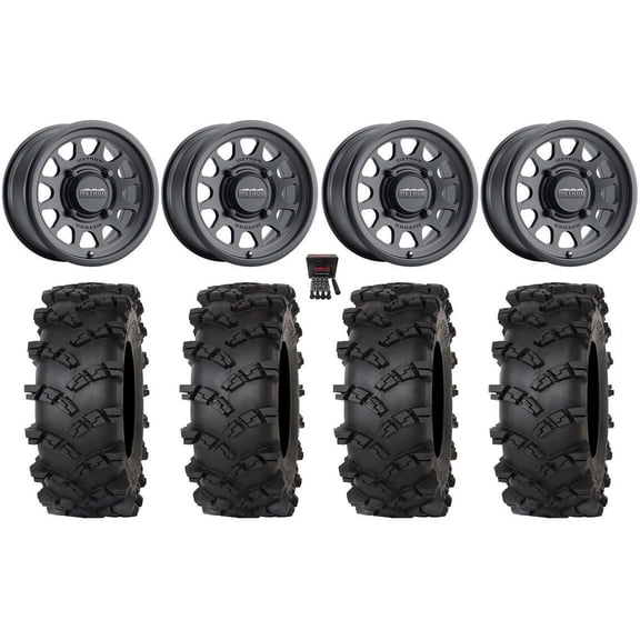 Method 414 15" Wheels Black  38mm 33" Outlaw M/T Tires Sportsman RZR Ranger