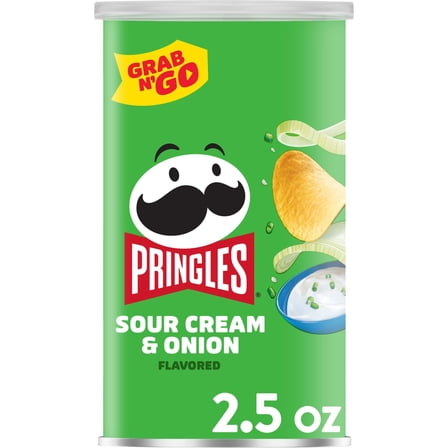 Pack Of 2 Pringles Sour Cream & Onion Potato Crisps Chips, 2.5 oz (Package May Vary)