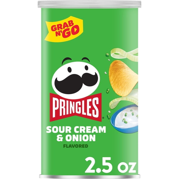 Pack Of 2 Pringles Sour Cream & Onion Potato Crisps Chips, 2.5 oz (Package May Vary)