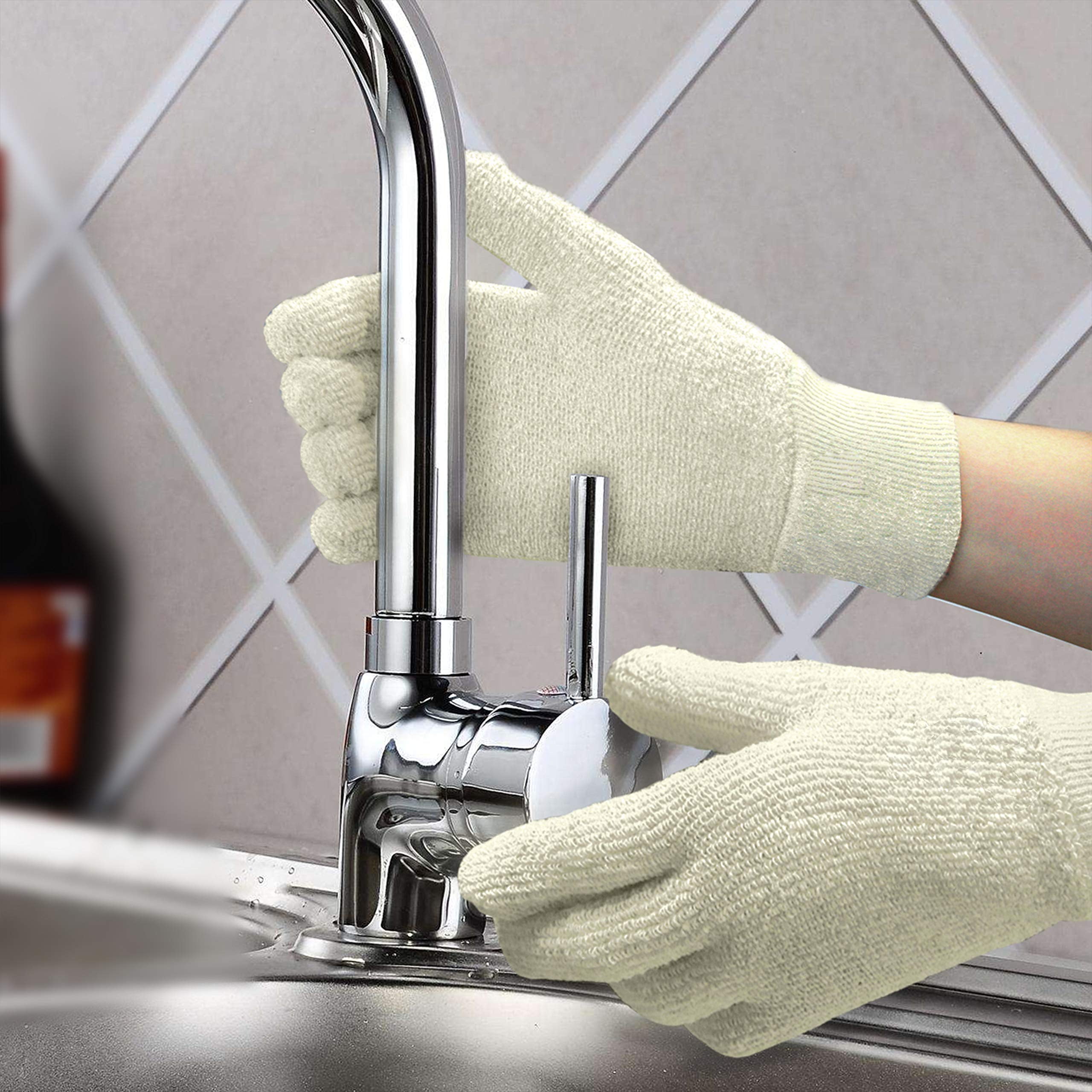 EvridWear Sterling Silver Polishing Cleaning Gloves with Terry Loop Cloth, Anti-Tarnish Removal Gloves for Jewelry, Gold, Brass, Copper, Ring, Stainless, Metal, 2 Sizes (2Pairs L/XL)