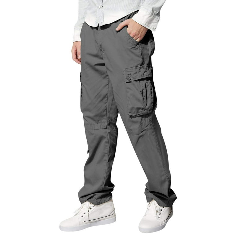Peaskjp Men's Cargo Pants Men's Cargo Pants with Pockets Pants for Men Casual (Dark Gray,L), Size: Large