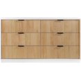 DG Casa Easton Modern 6Drawer White Dresser in Natural Oak, Metal