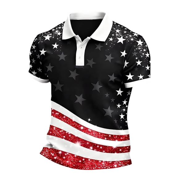 RMGVDSD Men's Polo Shirts 4th of July Shirt 250th Anniversary USA Polo Shirt Fashion Classic Collared Shirt Patriotic Independence Day Shirts Tops Button T-Shirt Tops