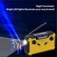 thumbnail image 4 of Linterna de emergencia SOS multifuncional para exteriores, radio de generación de energía solar con manivela, transmisión meteorológica WB, 4 of 5