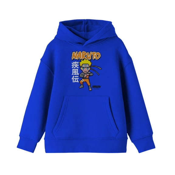 Boy's Royal Blue Naruto Shippuden Packaged Shirt, Pixel Naruto Hoodie-M
