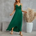 thumbnail image 5 of USSUMA Summer Dresses for Women 2022 Spaghetti Strap Dress Wedding Guest Ruffle Long Flowy Slit Wrap Sun Dresses Casual Sleeveless Maxi V-Neck Beach Party Sundresses, 5 of 8