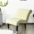 thumbnail image 3 of Gymax Armless Accent Chair Upholstered Tufted Lounge Chair Wood Legs Beige, 3 of 10