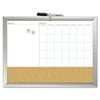 The Board Dudes Magnetic Dry Erase 3-N-1 Board, Cork Area, 24 x 18, White with Silver Frame