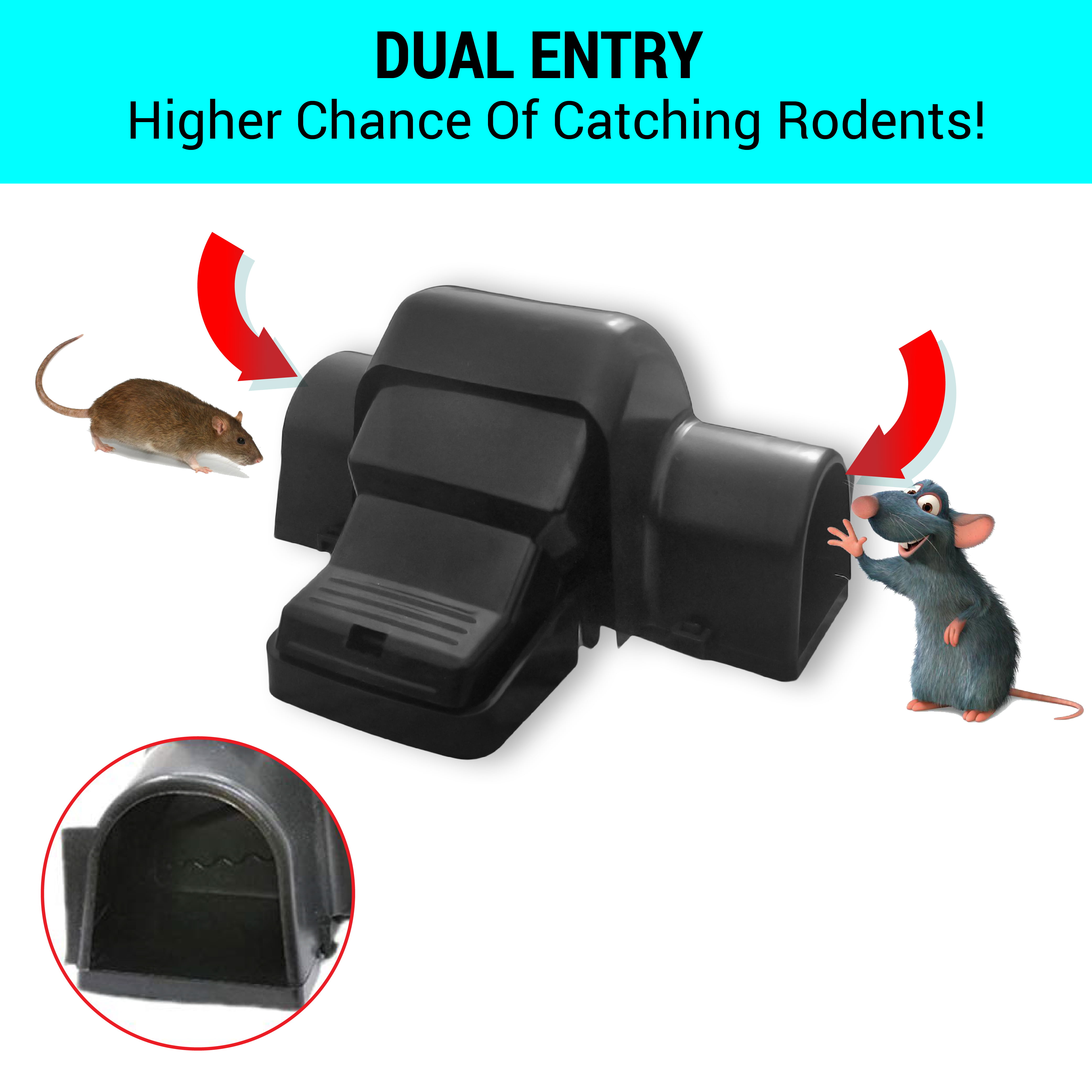 Exuby Pet-Safe Mouse Trap w/ Tunnel Design (3 Pack) – Dual Entry for Better Capture Rate - Prevents Accidental Triggering