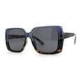 thumbnail image 3 of Womens Squared Butterfly Minimal Rectangular Chic Plastic Sunglasses Blue Tortoise, 3 of 4