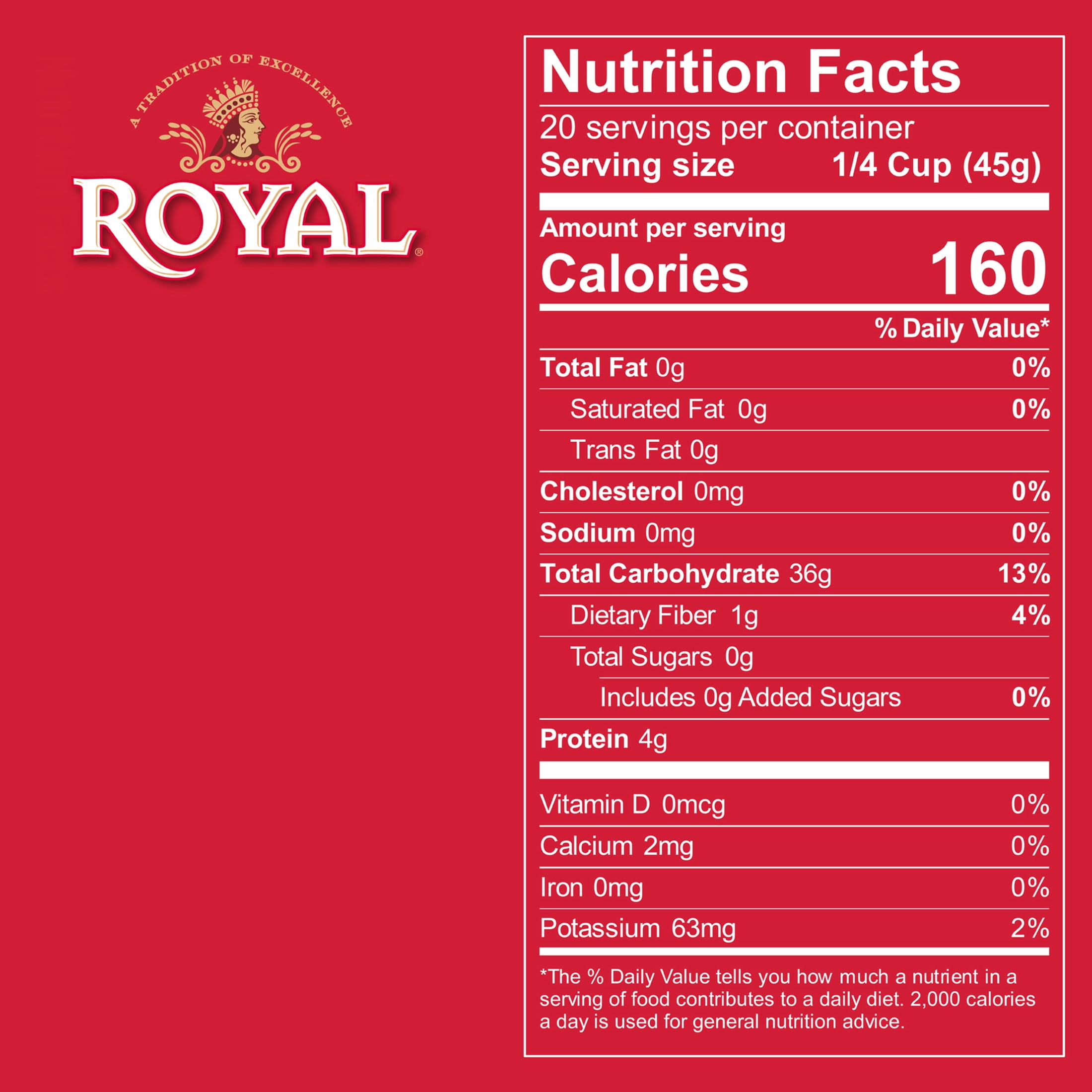 Royal White Basmati Long Grain Rice, Bulk Bag, 2 Lb