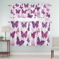 thumbnail image 5 of Purple Butterfly Curtain Valances Set Cartoon Cute Style Kitchen Curtains 24&nbsp;inch Length Rod Pocket Valance and Tiers 3 Piece Set Small Bedroom Bathroom Laundry Decor, 5 of 9
