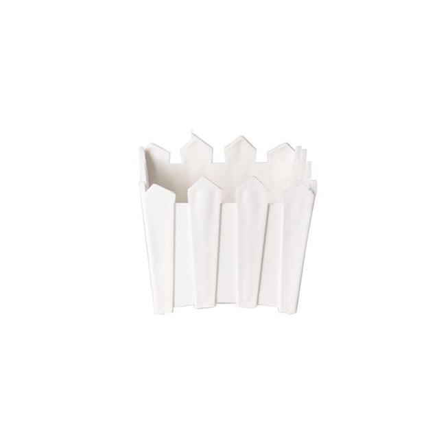 Dvumao White Plastic Flower Pot with Simulated Fence Design Planter Box for Balcony Terrace and Living Room Decor