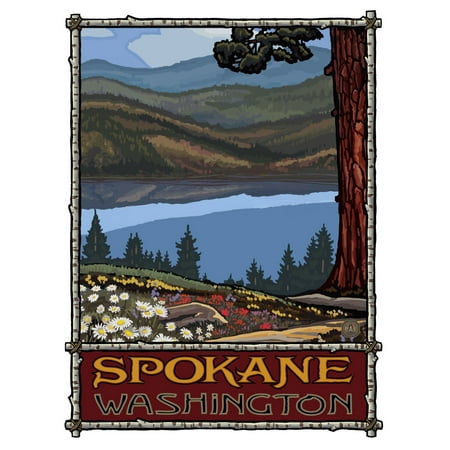 Spokane Washington Lake Trails Big Hills Travel Art Print Poster by ...