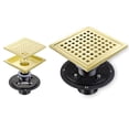 thumbnail image 3 of 4 Inch 6 Inch 304 Stainless Steel Square Shower Floor Drain With Flange Gold, 3 of 6