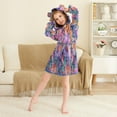 thumbnail image 3 of FORMRS Niños Bathrobe Unisex Hooded Robe Soft Plush Pajamas Sleepwear, Size 4-6T, Light Purple Flowers, 3 of 7