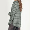 thumbnail image 5 of Brnmxoke Women's Flannel Plaid Shirt Plaid Flannel Shirts Women Oversized Long Sleeve Button Down Buffalo Plaid Shirt Blouse Tops Gray,S, 5 of 9