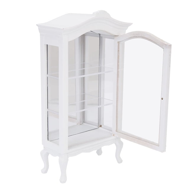 Casa de muñecas Mini Vitrina de madera blanca de Tres capas transparente para muñecas Nikou