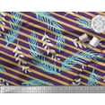 thumbnail image 3 of Soimoi Purple Heavy Canvas Fabric Stripe & Palm Leaves Print Sewing Fabric Yard 58 Inch Wide, 3 of 3