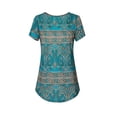 thumbnail image 3 of Uhndy Women's Floral Short Sleeve Swing Loose T-Shirt，Women's Printed T-shirt Mid-length 3/4 Sleeves Plus Size Tops-LQ, 3 of 3