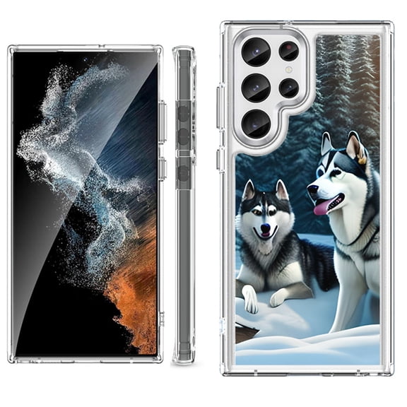 Shockproof Bumper Phone Case for Samsung Galaxy S23 Ultra 5G, by OneToughShield ® - Husky Snow