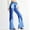 Dark Blue, variant on Jacenvly New Denim Pants for Women Long Pants Trendy Color Block Elastic Waisted Flare Jeans Mid Waist Breathable Elastic Waisted Pocket Tie Front Light Blue L