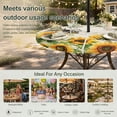 thumbnail image 6 of Round Outdoor Tablecloth with Umbrella Hole and Zipper, Sunflower Leaves Tablecloth with Elastic Waterproof, Bee Spring Retro Farmhouse Patio Table Covers for 45" - 54" Picnic Pool Tables, 6 of 9