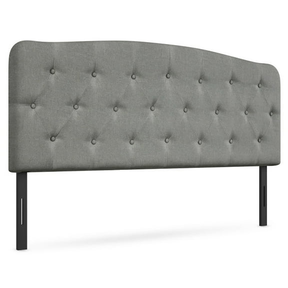 Spaco Upholstered Headboard with Adjustable Height, Button Tufted Upholstery, Easy Assembly Gray, Full
