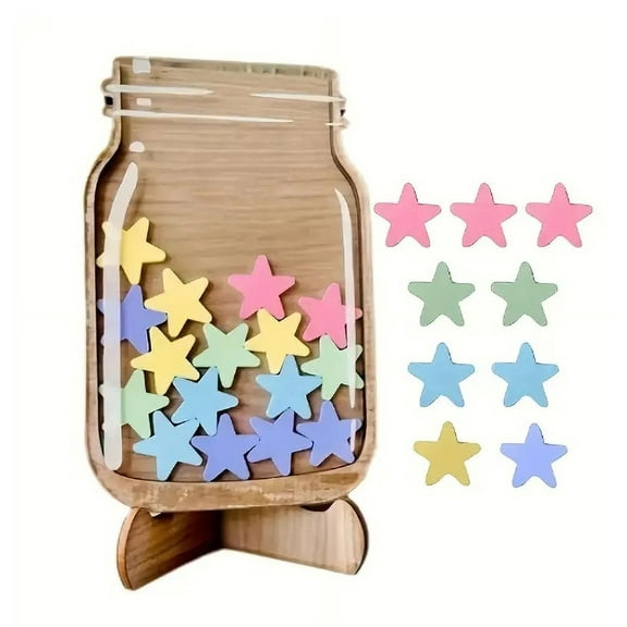 Wooden Star Jar | Desktop Decorative | Unique Collectible Container for Trinkets & Memories