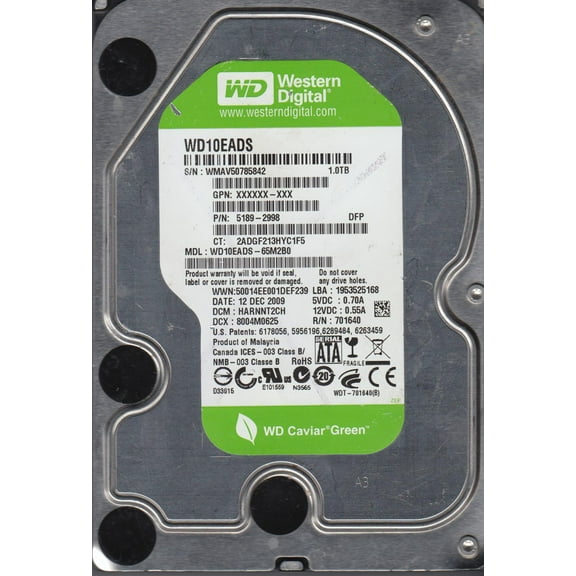 WD10EADS-65M2B0, DCM HARNNT2CH, Western Digital 1TB SATA 3.5 Hard Drive