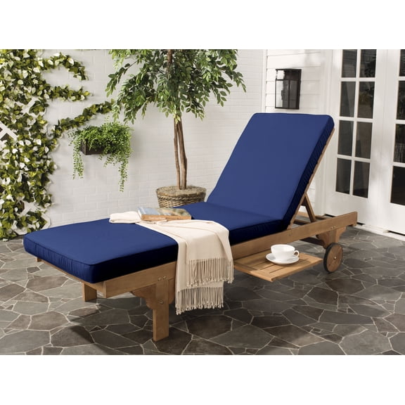 SAFAVIEH Outdoor Collection Newport Chaise Chair & Side Table Natural/Navy