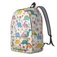 thumbnail image 2 of Dinosaur and Flower White Pattern Backpack for School, Cute School Bag with Adjustable Shoulder Straps and Padded Back, 15.7"x11.8"x5.5", 2 of 5