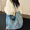 thumbnail image 6 of Denim Shoulder Bag Denim Crossbody Bag Denim Tote Bags Women's Retro Large Canvas Shoulder Bag Casual Style Lightweight Bag, 6 of 7