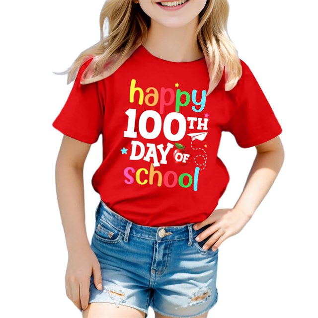 Icvfdpl T-Shirts pour Adolescentes, Imprimé Col Rond Manches Courtes T-Shirt Haut Doux pour la Peau Vacances 12-13 Ans
