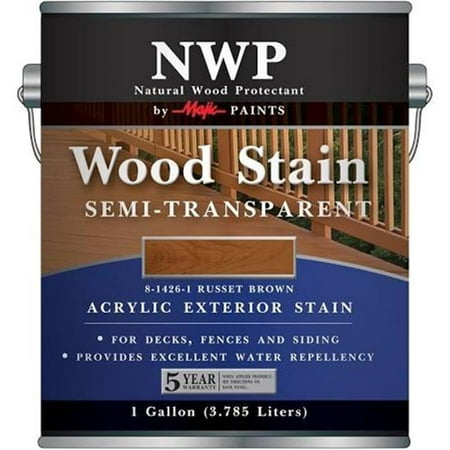 - Yenkin Majestic Paint 9261199 1 gal Wood Stain Acrylic Semi Transparent Russet Brown Paint