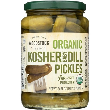 Woodstock Farms Organic Baby Dill Pickle, 24 Ounce -- 6 per Case.