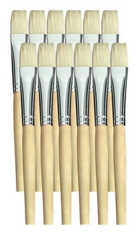 School Smart 1570358 White Bristle 0.50 in. Short Paint Brush - Pack of 12