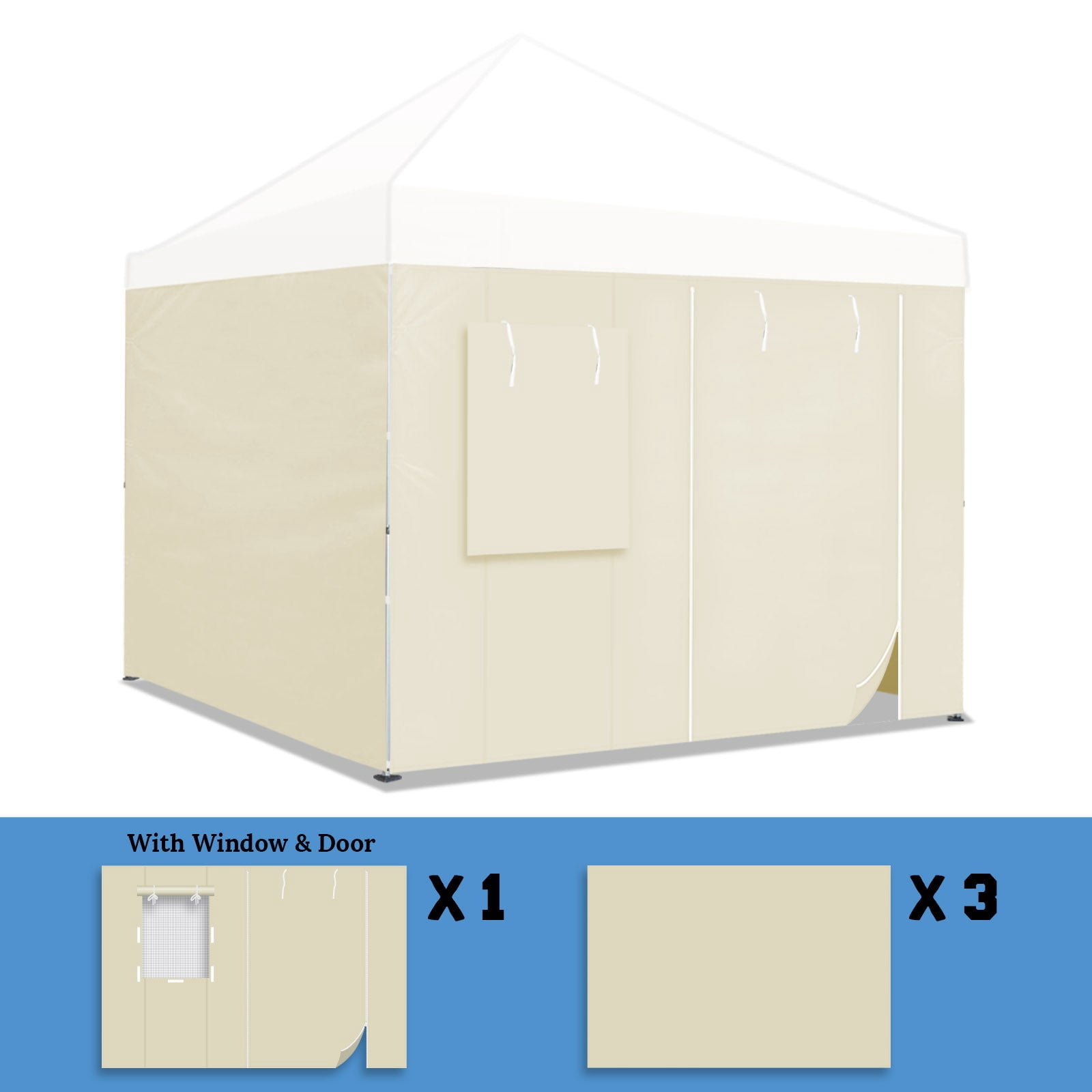 SUNNYOUTDOOR 10'x10' Full Zippered Walls for Easy Pop Up Canopy Tent, Enclosure Sidewall Kit with Roller Up Mesh Window and Door, 4 Walls ONLY, Frame not Included, Burgundy
