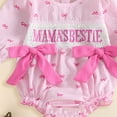 thumbnail image 4 of mgoYE Newborn Infant Baby Girl Christmas Outfit Mamas Bestie Embroidery Long Sleeve Smocked Bubble Romper Ruffle Bodysuit(Pink,6-9 Months), 4 of 4